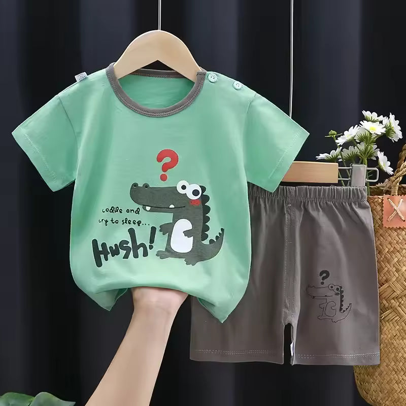 Summer Set - Short Sleeve T-Shirt and Cotton Shorts