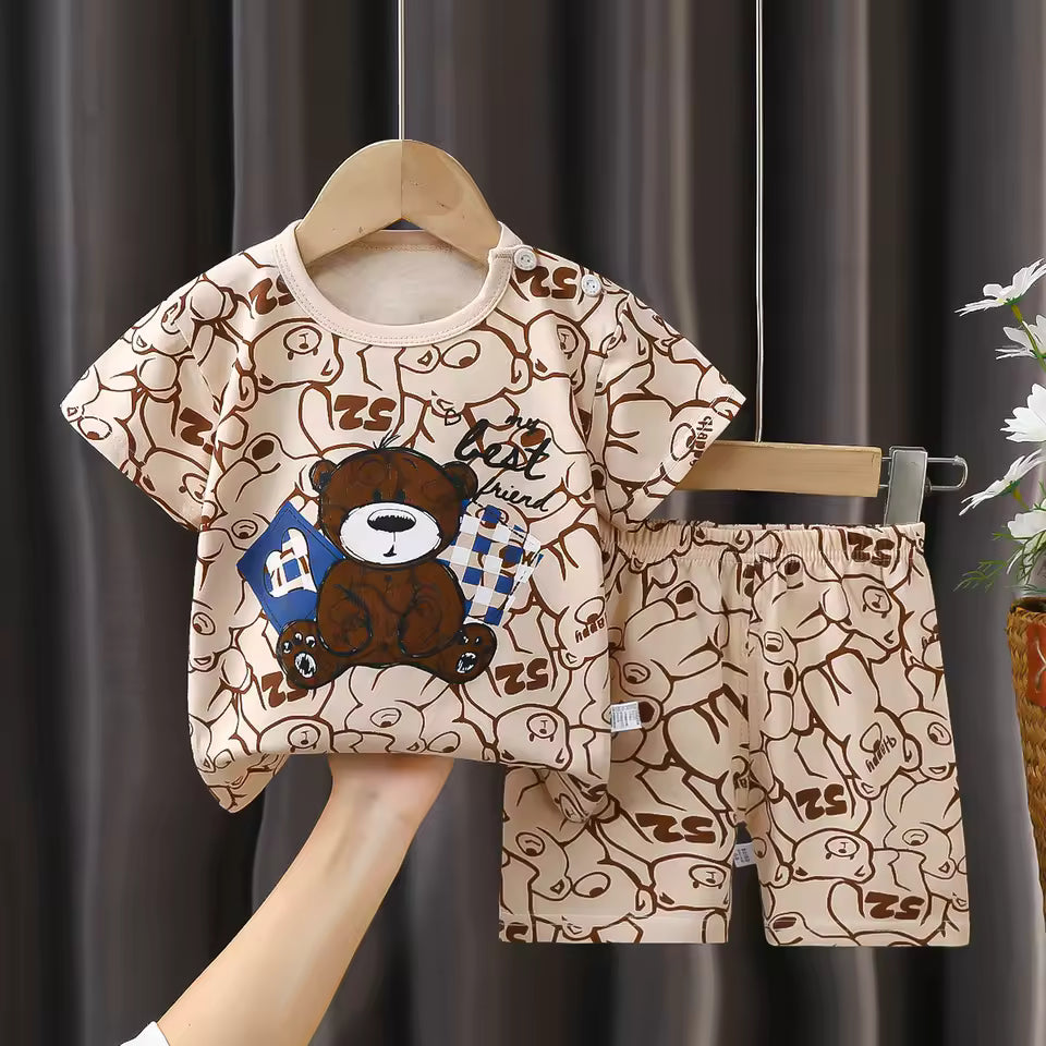 Summer Set - Short Sleeve T-Shirt and Cotton Shorts