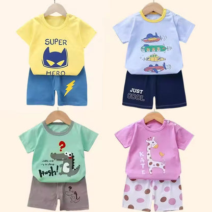 Boy's Summer Outfit - Short Sleeve T-Shirt and Cotton Shorts