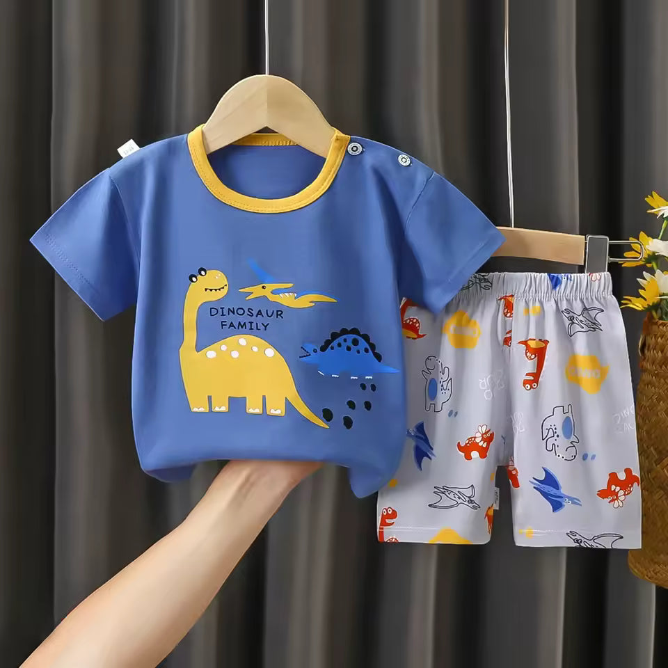 Boy's Summer Outfit - Short Sleeve T-Shirt and Cotton Shorts