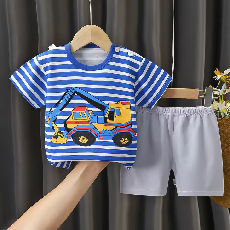 Summer Set - Short Sleeve T-Shirt and Cotton Shorts