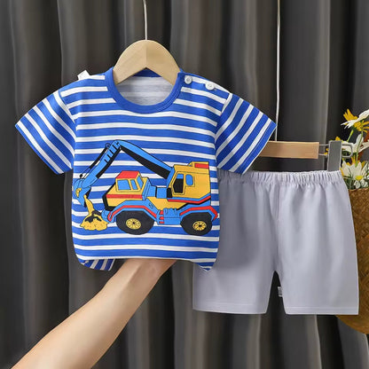 Summer Set - Short Sleeve T-Shirt and Cotton Shorts