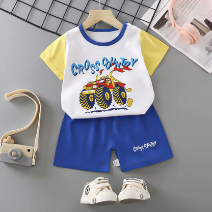Summer Set - Short Sleeve T-Shirt and Cotton Shorts
