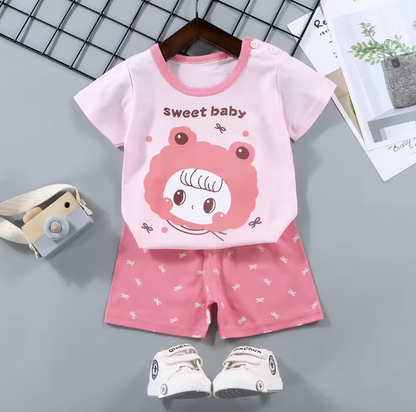 Summer Set - Short Sleeve T-Shirt and Cotton Shorts